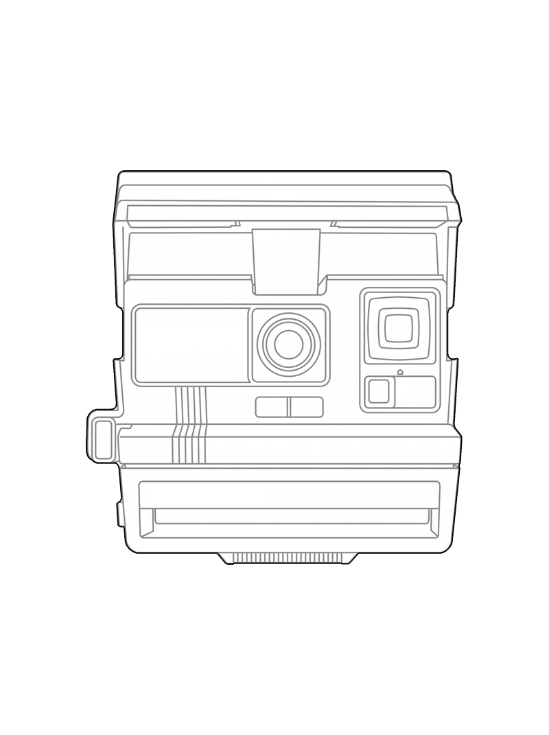 Line drawing of an instant film camera