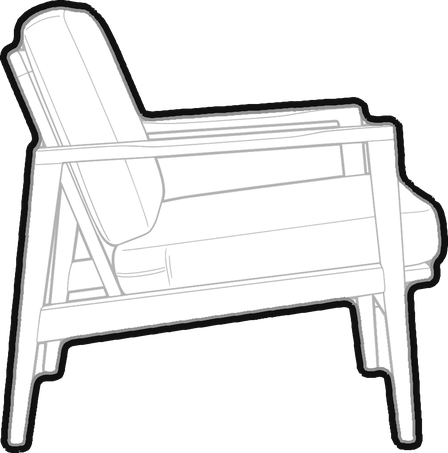 Dibujo de línea de una silla, lista como bloque de CAD