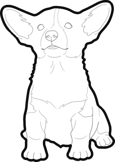 Dibujo de línea de un perro, listo como patrón de bordado