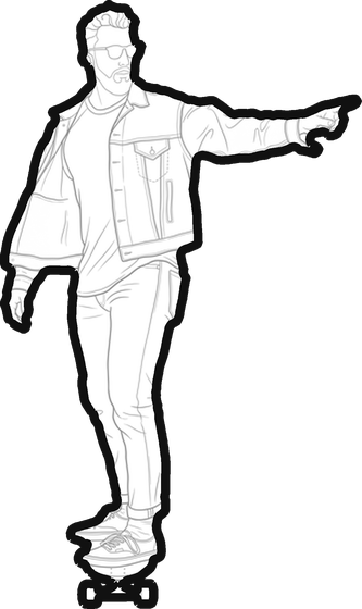 Dibujo de línea de un patinador, listo para imprimir como póster