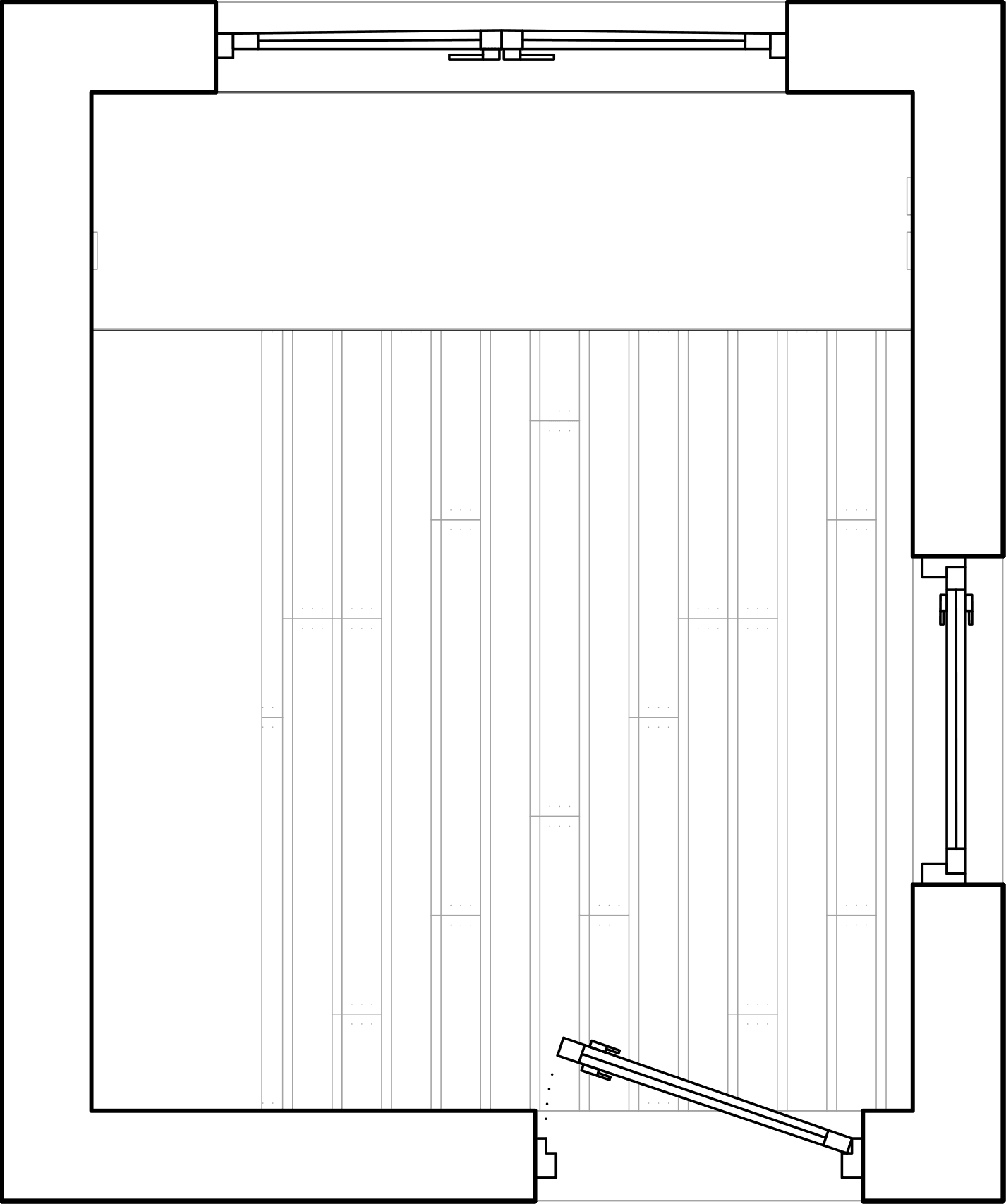 Empty office floor plan: walls, door and window, nothing else