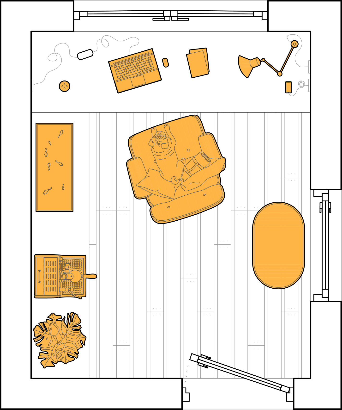 The same office floor plan, filled with blocks made from pictures