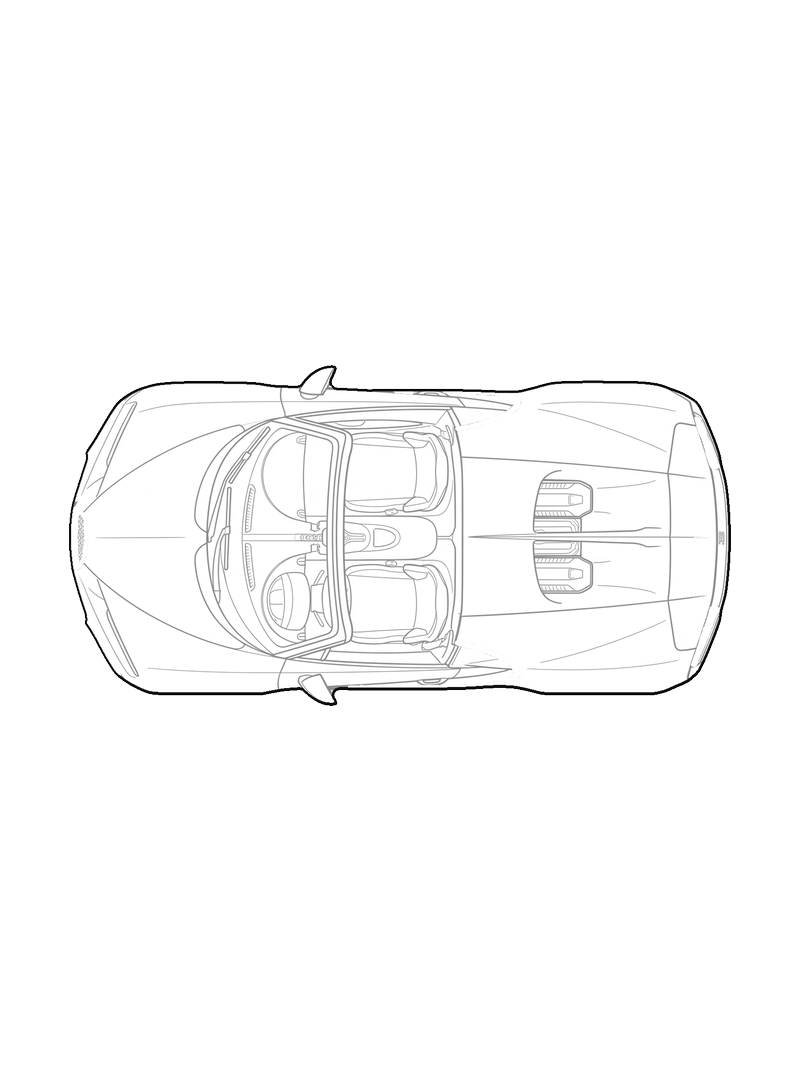 Bugatti Chiron - Front, arriba, bloque CAD de línea (Vehículos)