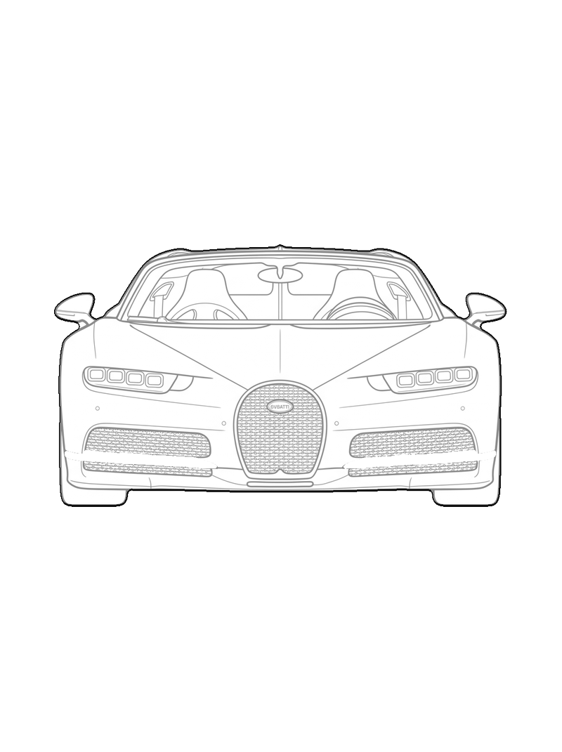 Bugatti Chiron - Front, frontal, bloque CAD de línea (Vehículos)