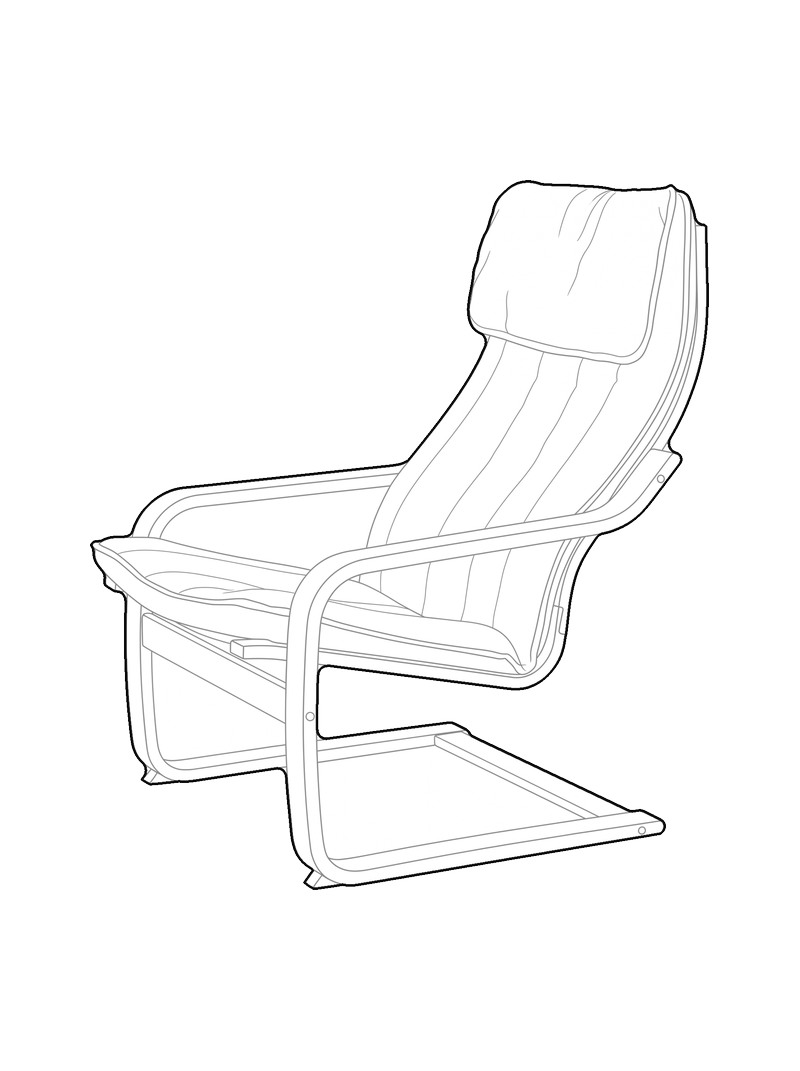 Chair, line drawing CAD block (Furniture)