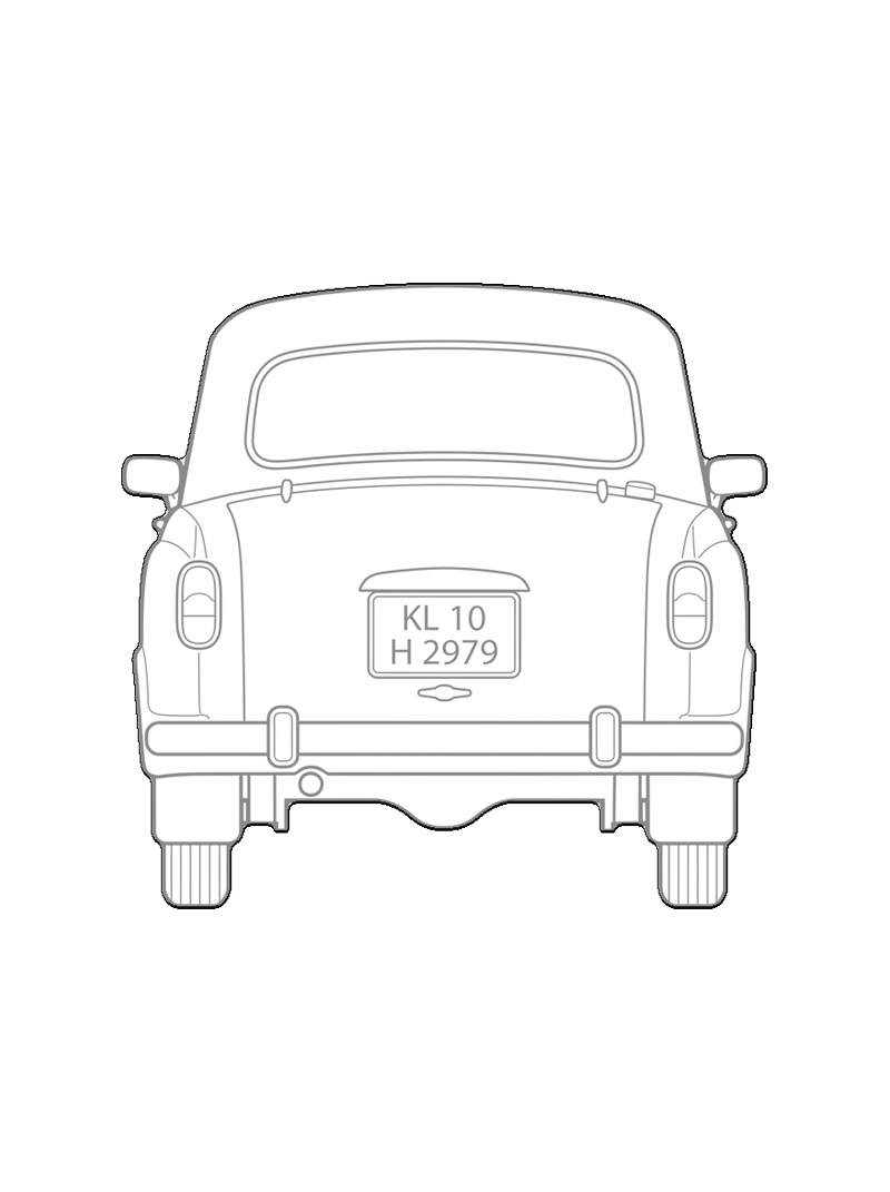 Hindustan Ambassador - Front, trasera, line drawing CAD block (Vehicles)