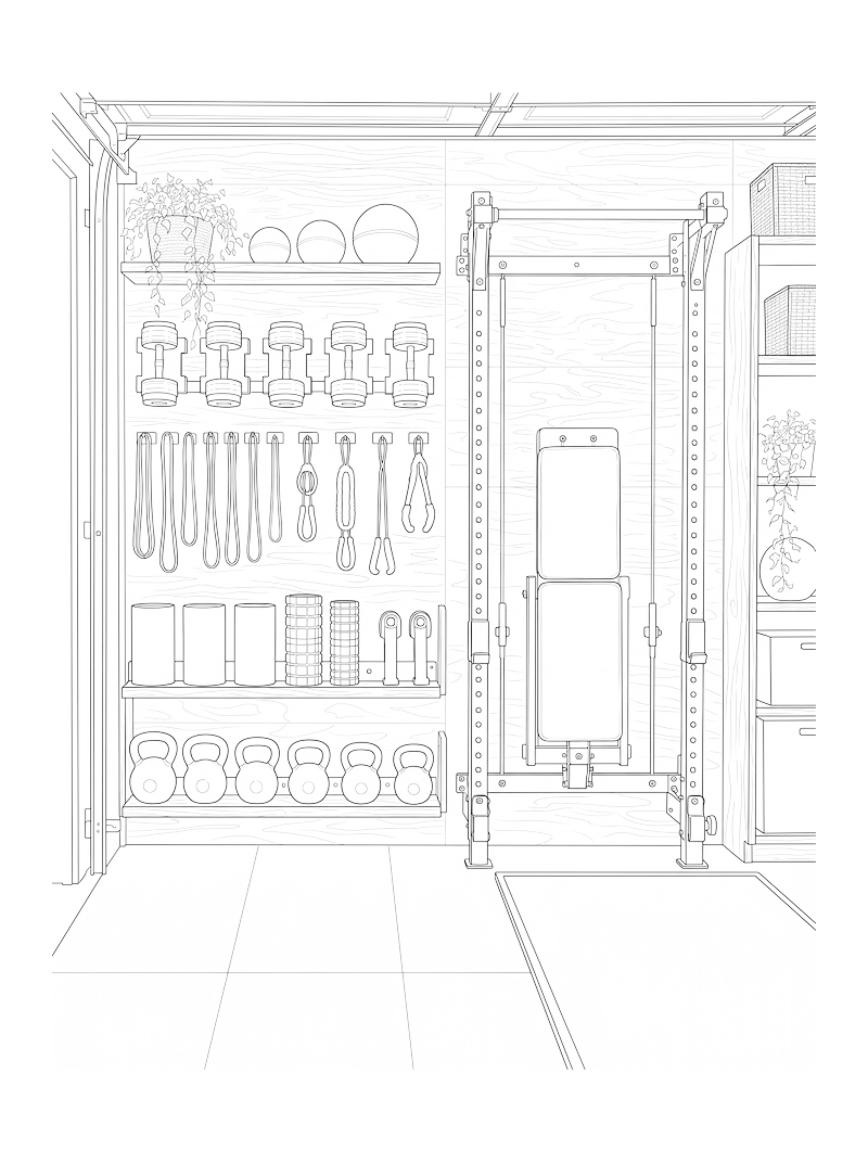 Home Gym Equipment, bloque CAD de línea (Objetos)