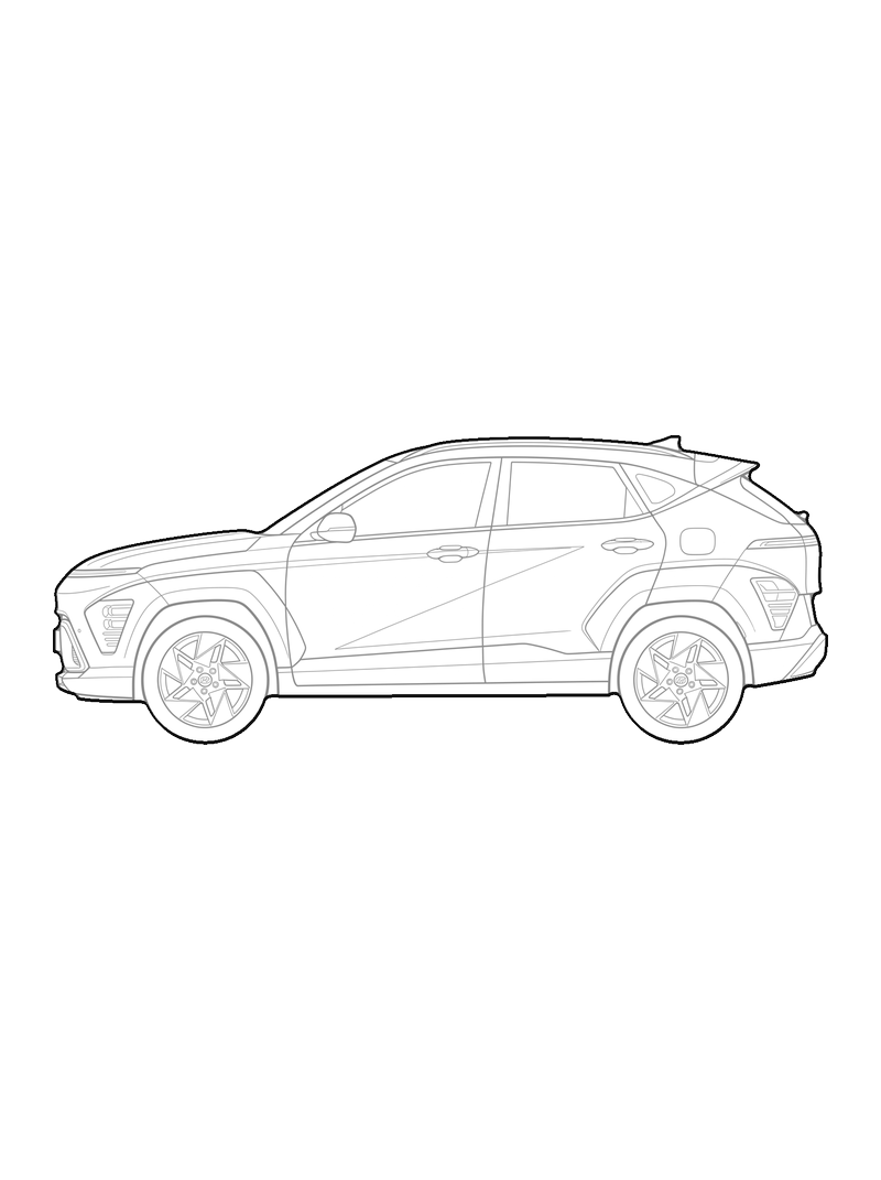 Honda Kona - Front, lateral, line drawing CAD block (Vehicles)