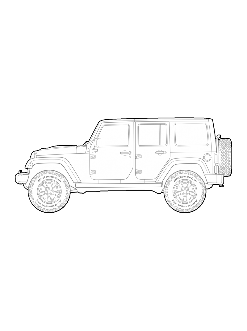 Jeep, lateral, line drawing CAD block (Vehicles)