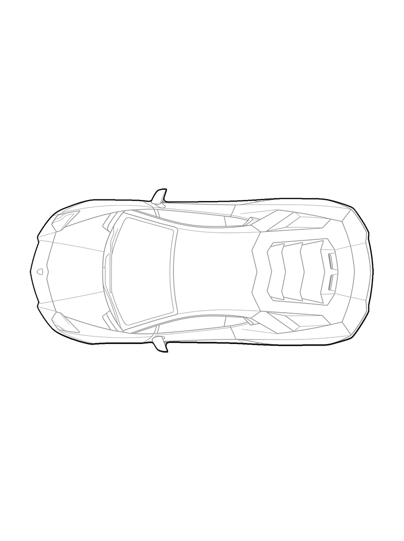 Lamborghini Aventador S - Front, arriba, line drawing CAD block (Vehicles)
