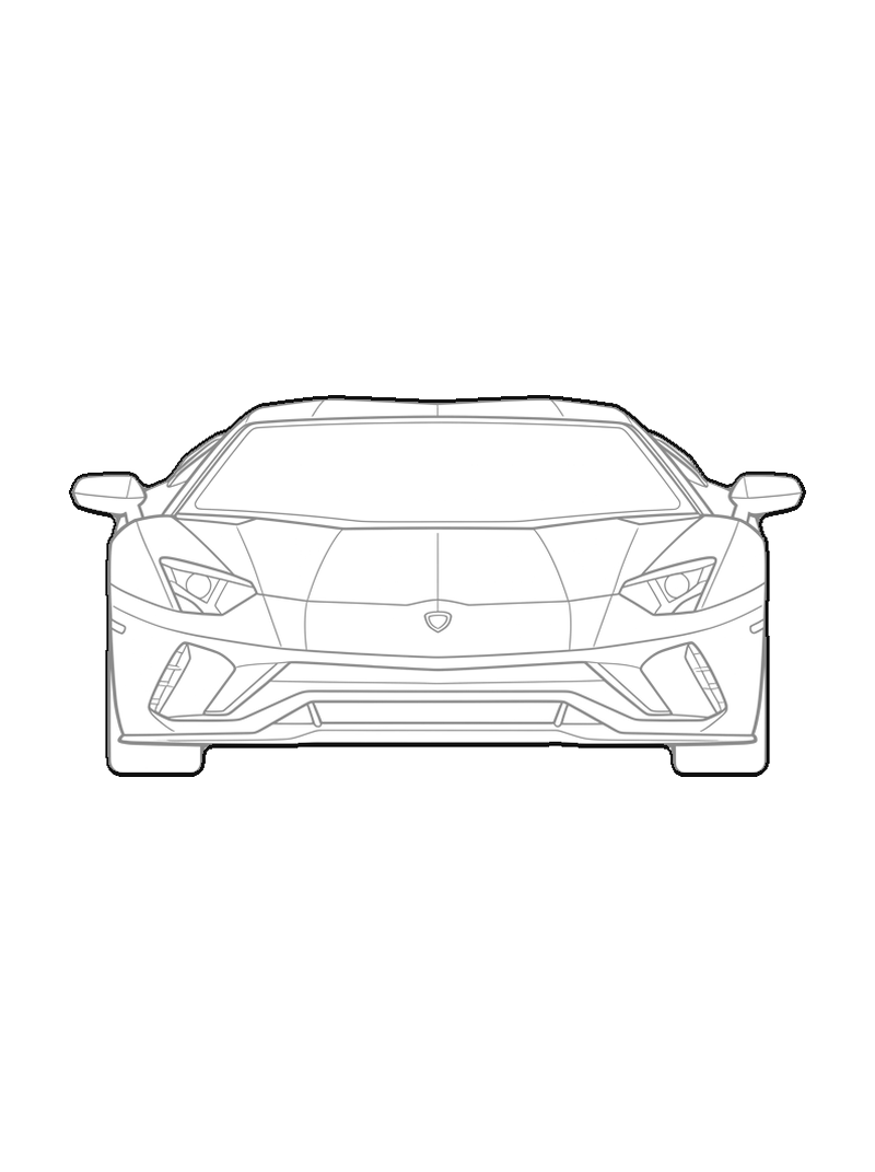Lamborghini Aventador S - Front, frontal, line drawing CAD block (Vehicles)