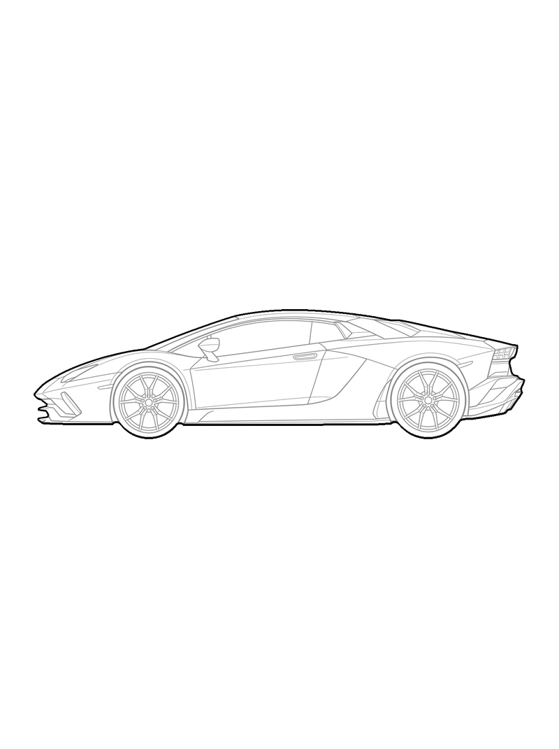Lamborghini Aventador S - Front, lateral, bloque CAD de línea (Vehículos)