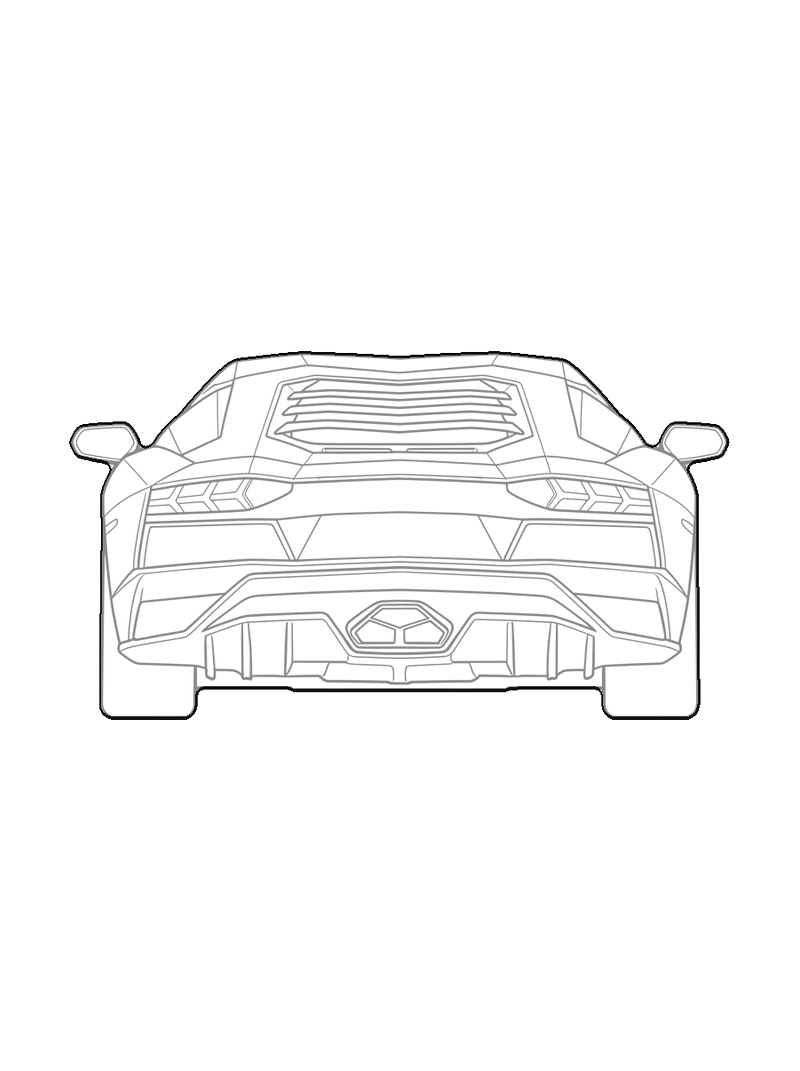 Lamborghini Aventador S - Front, trasera, line drawing CAD block (Vehicles)