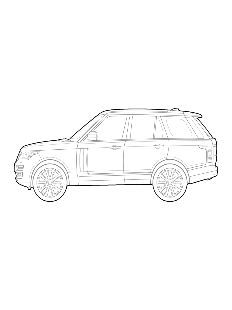 Land Rover Range Rover - Front, lateral, bloque CAD de línea (Vehículos)