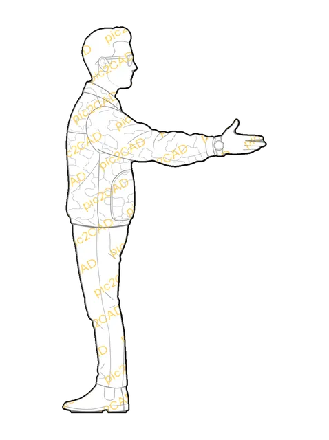 Man Hailing A Taxi - Front, lateral