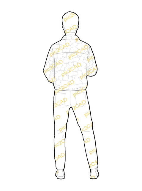 Man Hailing A Taxi - Front, trasera, line drawing CAD block (People)