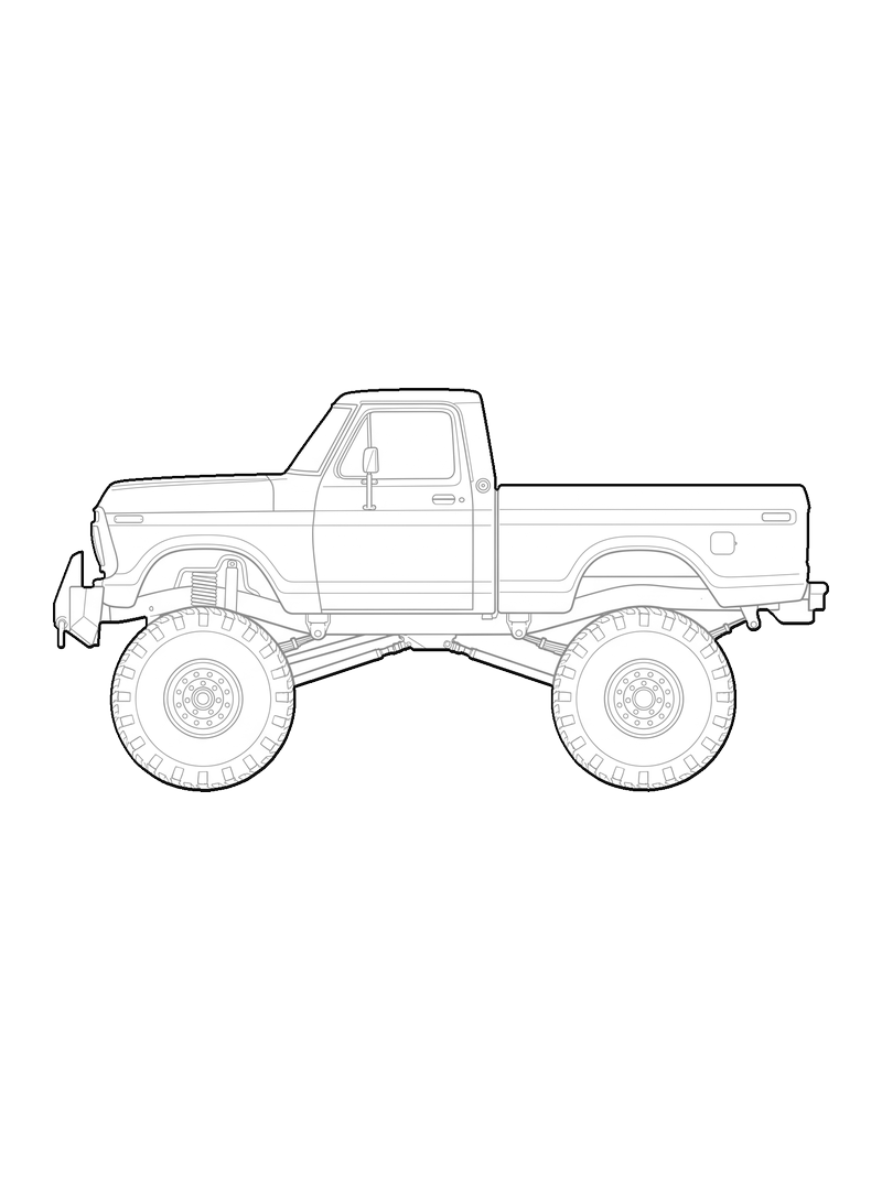 Monster truck, line drawing CAD block (Vehicles)