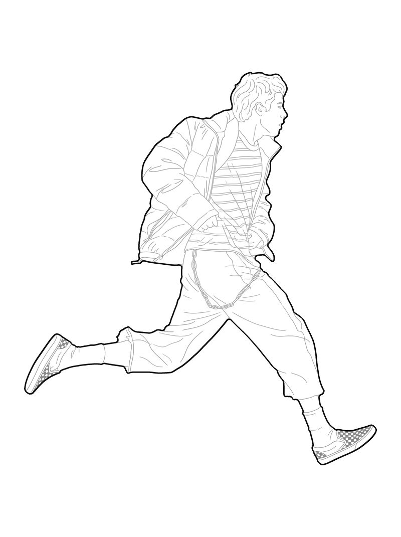 Man running in a puffer jacket