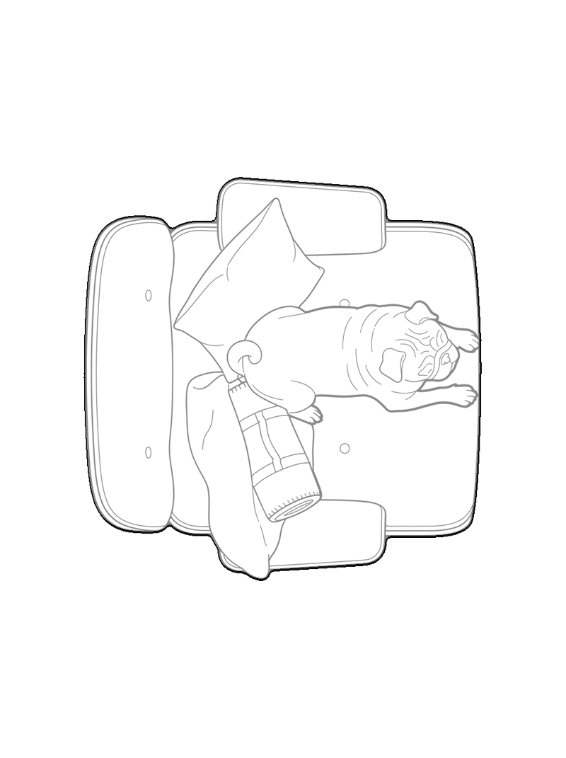 Pug On Eames Lounge Chair - Front, arriba