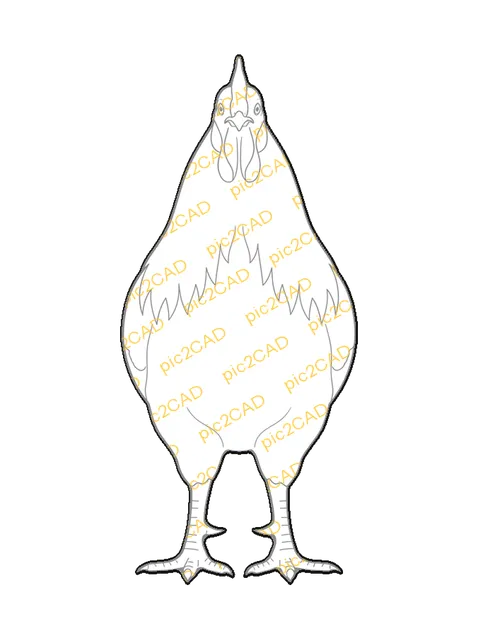 Rooster, bloque CAD de línea (Animales)