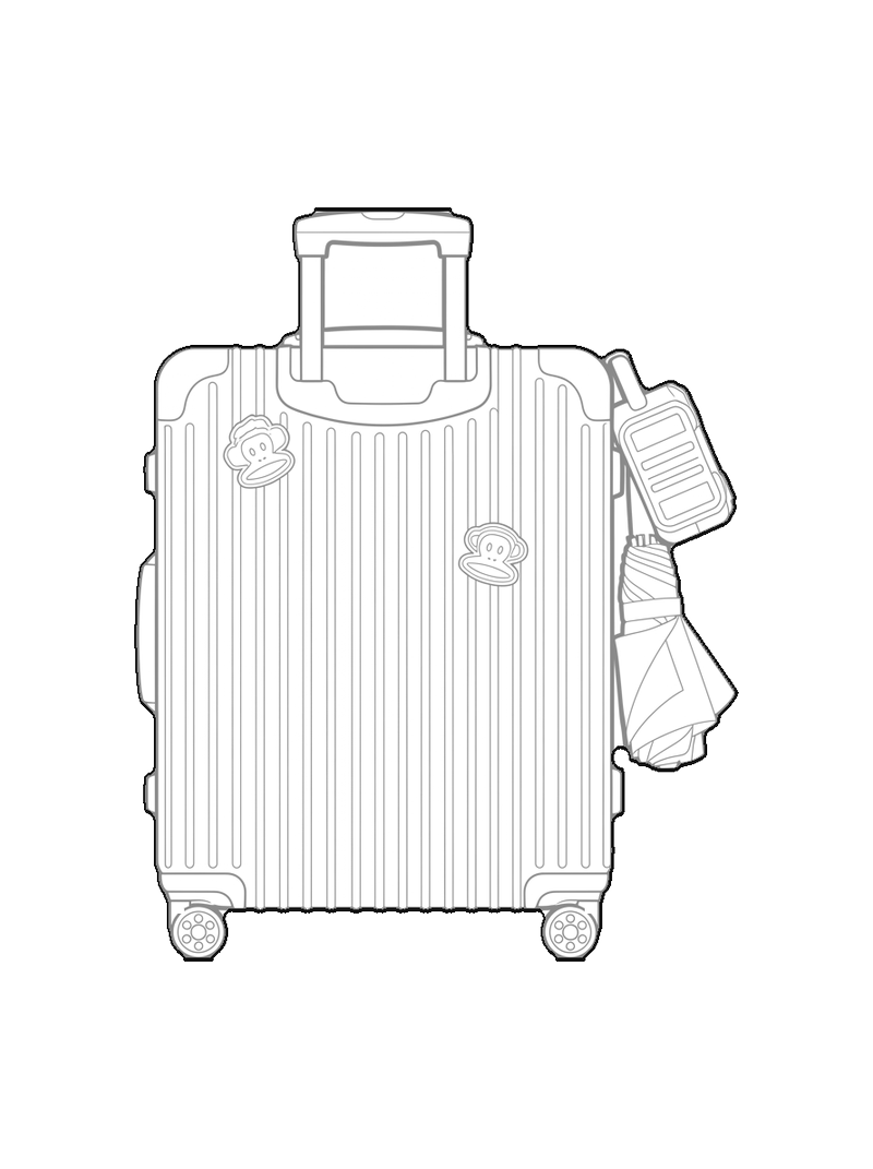 Silver Suitcase With Stickers - Front, back