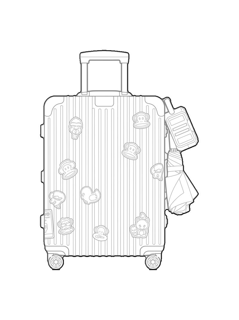 Silver Suitcase With Stickers - Front, front