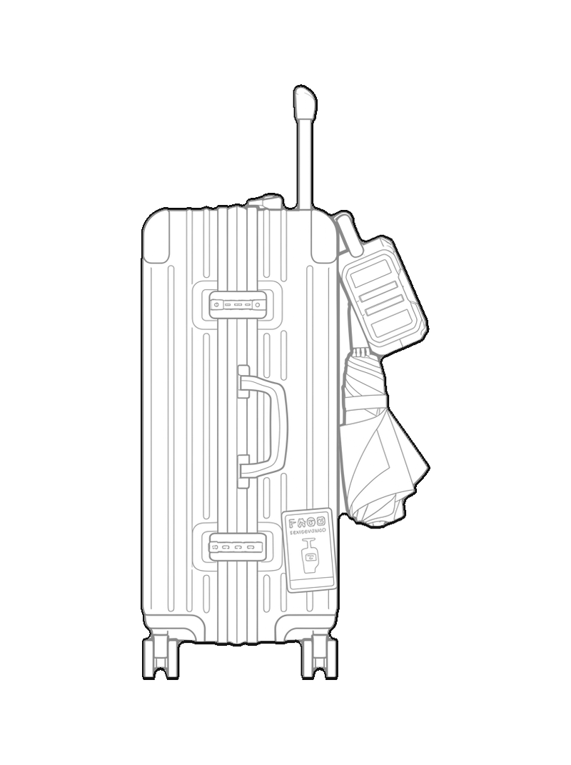 Silver Suitcase With Stickers - Front, side