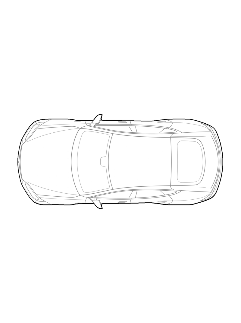 Tesla Model S - Front, arriba, bloque CAD de línea (Vehículos)