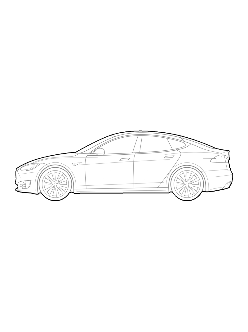 Tesla Model S - Front, lateral, bloque CAD de línea (Vehículos)