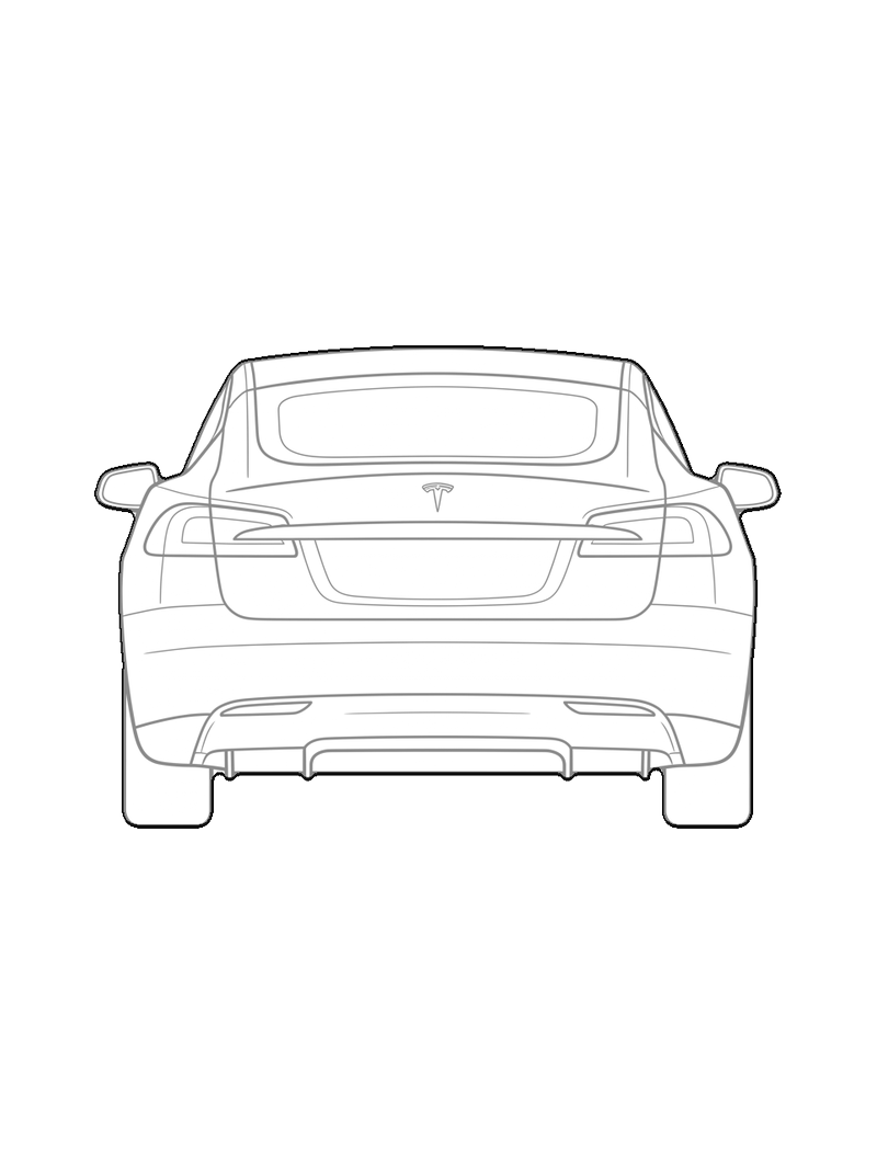 Tesla Model S - Front, trasera, line drawing CAD block (Vehicles)