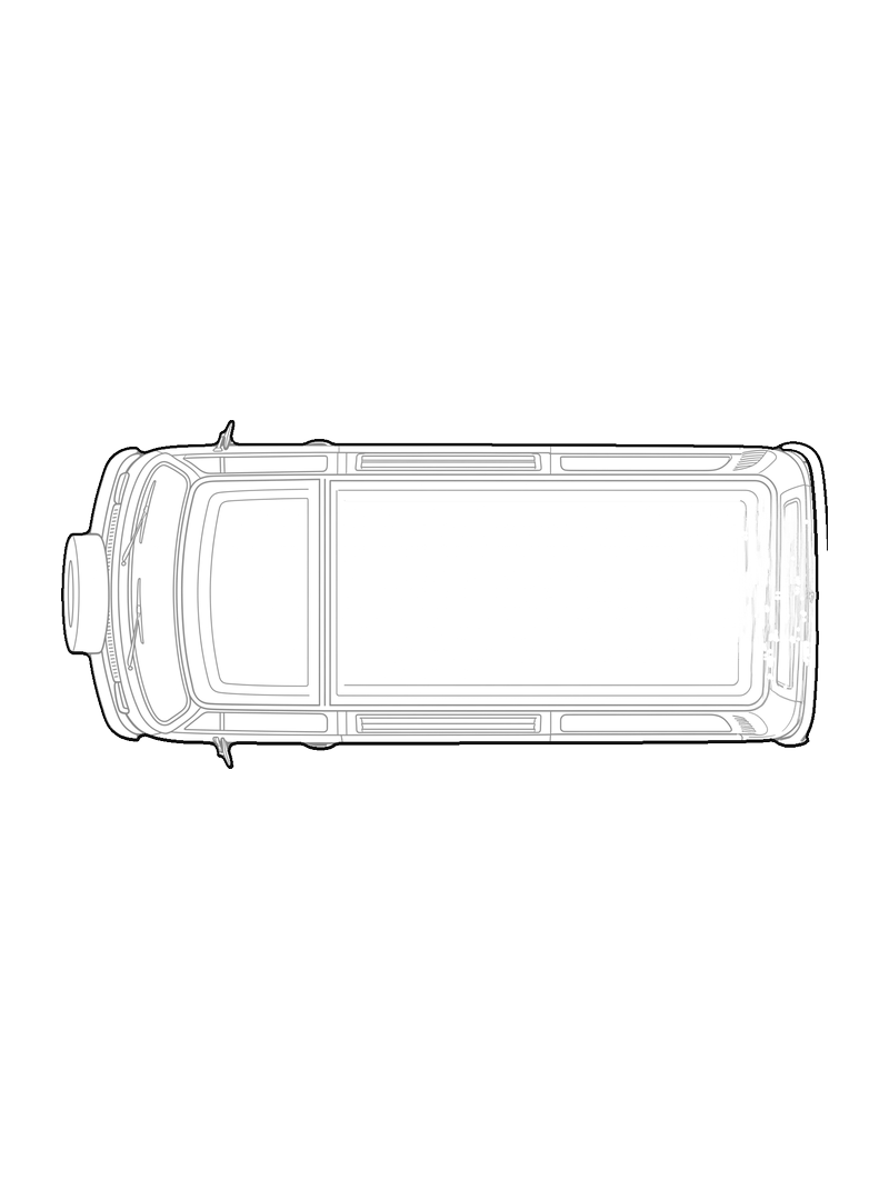 Wolkswagen van - Front, arriba, line drawing CAD block (Vehicles)