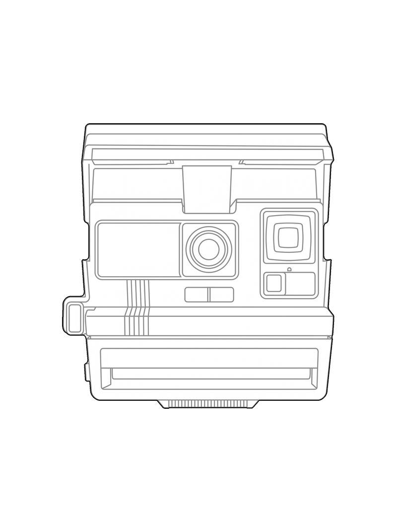 Line drawing of an instant film camera